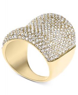 Michael Kors Ring, Gold Tone Glass Pave Concave Ring