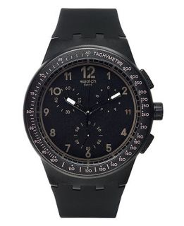 Swatch Watch, Unisex Swiss Chronograph Black Efficiency Black Silicone