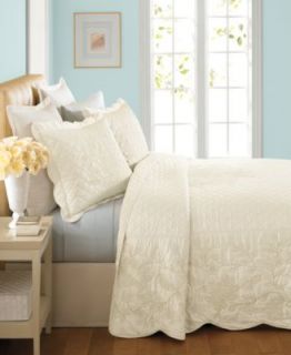Martha Stewart Pressed Flowers King Embroidered Bedspread Ivory $240