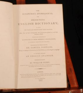 1805 Synonymous Etymological English Dictionary Perry