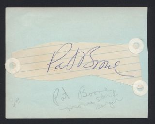 Pat Boone Pop Country Rock Singer Signed Autographed Auto Cut JC LOA