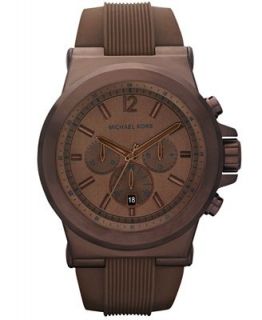 Michael Kors Watch, Mens Chronograph Brown Silicone Bracelet 48mm