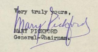 Mary Pickford Vintage 1939 Original Signed Typed Letter TLS