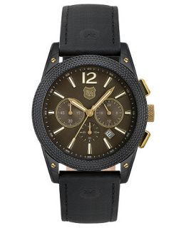 Andrew Marc Watch, Mens Chronograph Black Leather Strap 45mm A11407TP