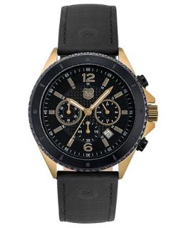 Andrew Marc Watch, Mens Chronograph Black Leather Strap 46mm A11406TP