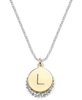 14k Gold and Silver Plated Necklace, Crystal L Pendant