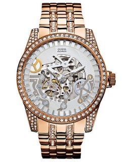GUESS Watch, Mens Automatic Rose Gold Tone Stainless Steel Bracelet