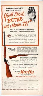 Vintage Ad Marlin Lever 39 A 22 Rifles 88 C and Bolt Action