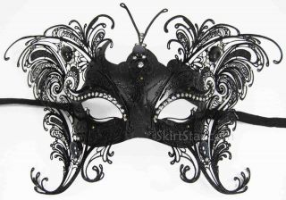 Laser Cut Butterfly Venetian Mask Masquerade Rhinestone Black Prom