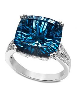 Sterling Silver Ring, Blue Topaz (12 ct. t.w.) and Diamond Accent