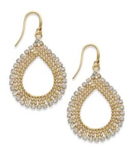 INC International Concepts Earrings, Gold Tone Glass Stone Teardrop