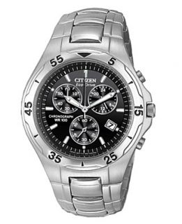 Citizen Watch, Mens Eco Drive Stainless Steel Bracelet 45mm AT2030