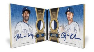 Dual Autographed Patch Book Card Matt Kemp and Clayton Kershaw Image