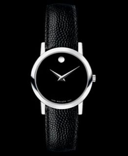 Movado Watch, Womens Swiss Black Leather Strap 24mm 0606087