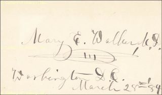 Mary Edwards Walker Calling Card Signed 03 28 1884