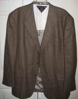 Tommy Hilfiger Brown Plaid Sports Coat Blazer 44 s 44S Wool 3 Button