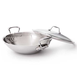 Mauviel Cookware Mcook Stainless Steel 12 5 inch Wok with 2 Handles