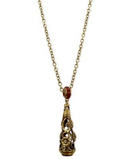 Tahari Necklace, Gold Tone Red Glass Crystal Pendant