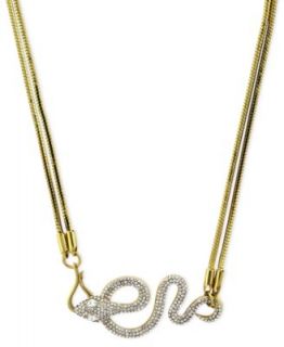 Vince Camuto Necklace, Rose Gold Tone Crystal Pave Linear Pendant