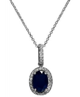 Effy Collection 14k White Gold Necklace, Sapphire (1 3/8 ct. t.w.) and