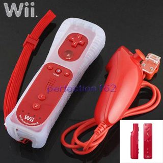 Built in Motion Plus Remote Nunchuck for Nintendo Wii Red