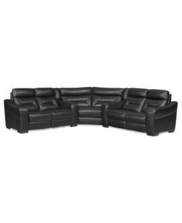 Judson Leather Reclining Sectional Sofa, 3 Piece Power Recliner (Sofa