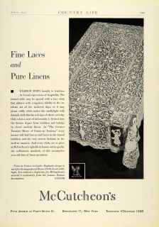 1930 Ad Mccutcheons Linens Tablecloth Household Home Decor Burano Lace