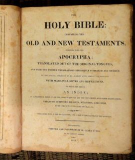 antique LEATHER BIBLE w/APOCRYPHA +EPHEMERA mccracken hackettstown nj