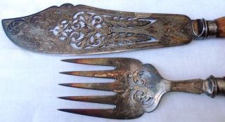 Ornate Sterling Bone Handled Meat Fork Carving Knife Set