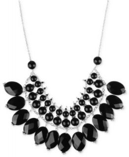 Sterling Silver Necklace, Onyx Layered Drop Necklace (172 3/4 ct. t.w