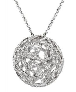 Swarovski Necklace, Rhodium Plated Spherical Crystal Pendant