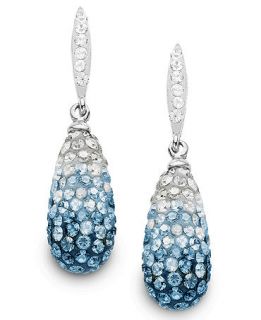 Kaleidoscope Sterling Silver Earrings, Blue Crystal Drop Earrings with