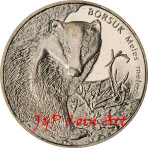 2011 Coin of Poland Polish 2zl European Badger Borsuk