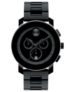Movado Watch, Swiss Chronograph Bold Large Black Polymer Bracelet 44mm