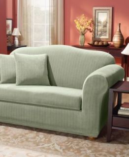 Sure Fit Slipcovers, Stretch Pinstripe 2 Piece T Cushion Loveseat