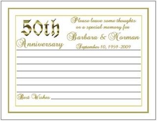 50th Anniversary Wish Advice Memory Cards Personalized Party Favors