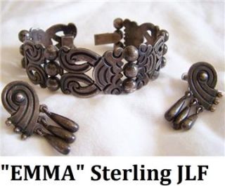 Modernist Emma Melendez Taxco Mexican Sterling Silver Flores Bracelet