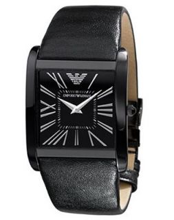 Emporio Armani Watch, Mens Black Leather Strap AR2026