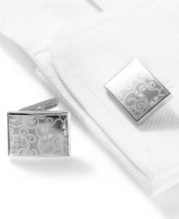Emporio Armani Cufflinks, Stainless Steel Gray Transparent Lacquer