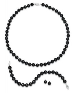 Sterling Silver Jewelry Set, Faceted Onyx (260 ct. t.w.) and Black