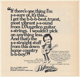 1977 Mel Tillis DAngelico Guitar Strings Print Ad