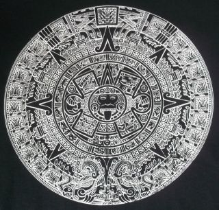 Aztec Mayan Calendar Black Crew T Shirt Free US Shipping