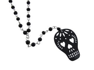 this beautiful rosary style necklace celebrates the mexican day of