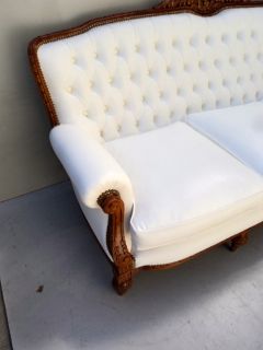 Gorgeous French Louis XV Mahogany Ecology Leather Sofa G0507
