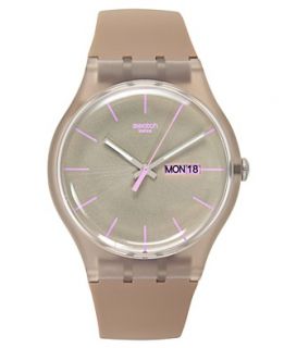 Swatch Watch, Unisex Swiss Taupe Rebel Taupe Silicone Strap 43mm