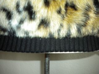 Michael Michael Kors MS Sz Large Leopard Print Faux Fur Cropped Jacket