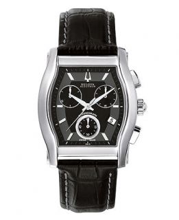 Bulova Accutron Watch, Mens Swiss Chronograph Stratford Black Croc
