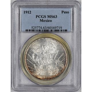 1912 Mexico Silver Peso PCGS MS63