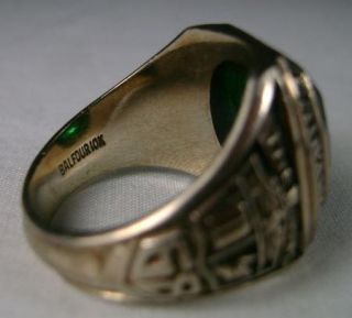13g Vintage 10K Balfour White Gold Class Ring 1968 High School Green
