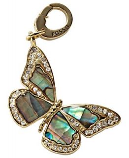 Fossil Charm, Gold Tone Abalone and Glass Details Lobster Claw Clip